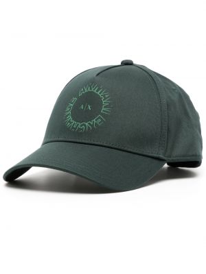 Памучна шапка с козирки с принт Armani Exchange зелено