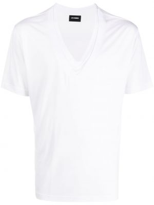 Памучна тениска с v-образно деколте Les Hommes бяло