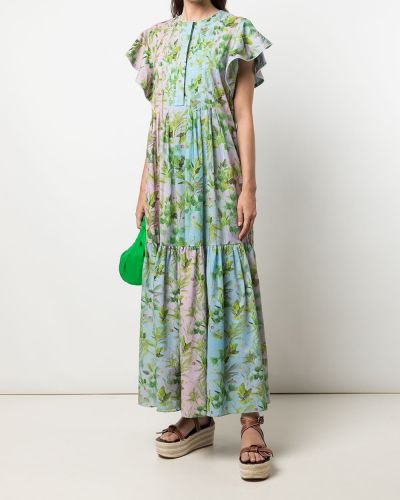 Vestido con estampado con estampado tropical Cynthia Rowley verde