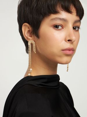 Boucles d'oreilles avec perles à boucle Magda Butrym doré