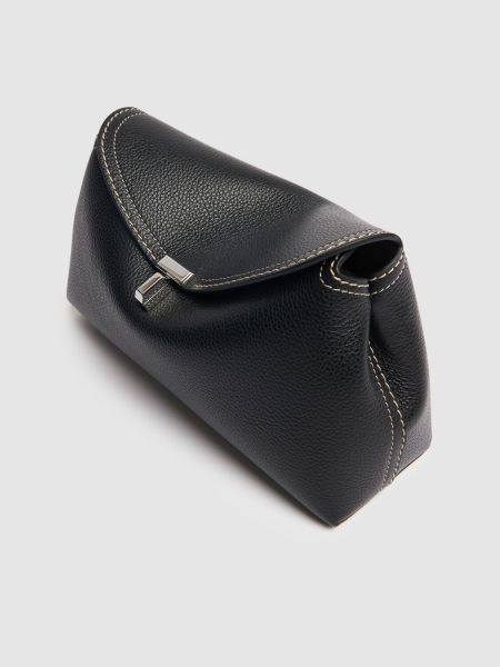 Kožna clutch torbica Toteme crna