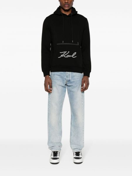 Medvilninis džemperis su gobtuvu Karl Lagerfeld juoda
