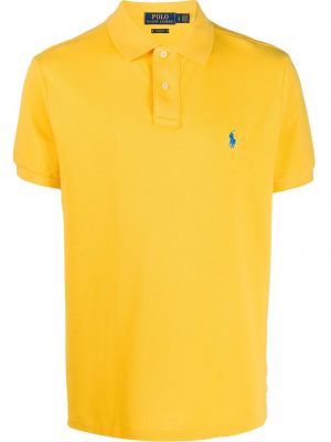 Slim fit t-shirt mit stickerei Polo Ralph Lauren gelb
