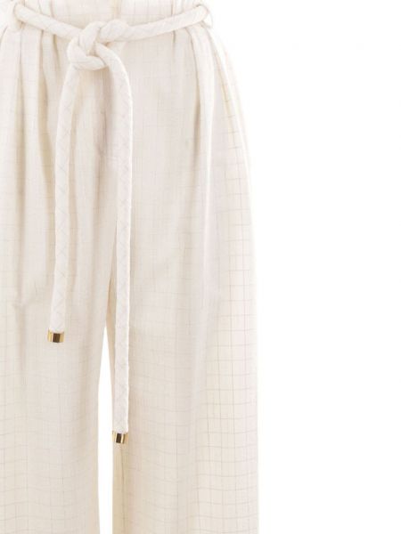 Kostkované rovné kalhoty Loro Piana bílé