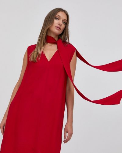 Oversized jednobarevné mini šaty z polyesteru Victoria Beckham - červená