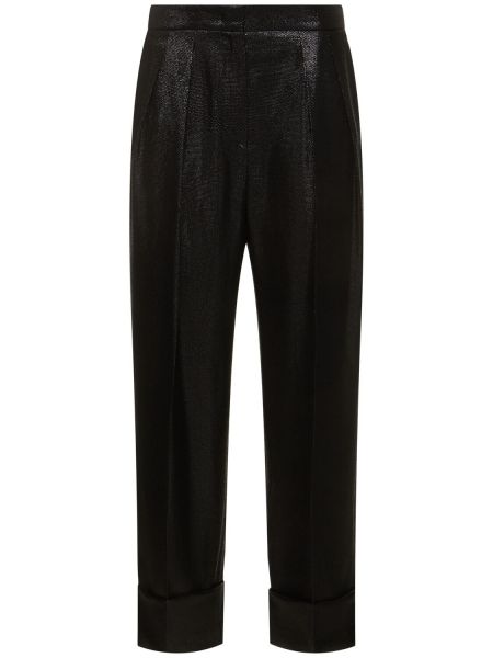 Pantaloni cu talie înaltă Giorgio Armani negru