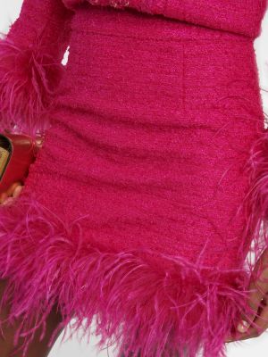 Mini falda con plumas de tweed de plumas Rebecca Vallance rosa