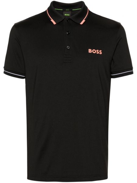 Поло тениска с принт Boss черно