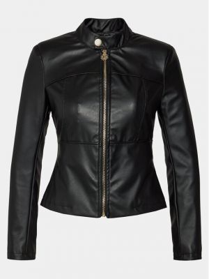 Priliehavá kožená bunda z ekologickej kože Rinascimento čierna