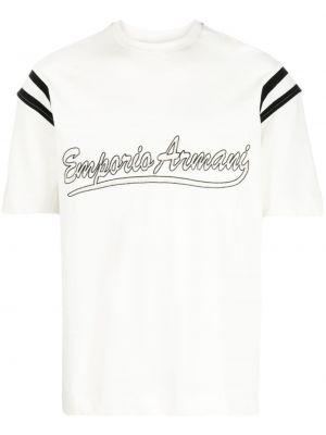 Flitrované tričko s potlačou Emporio Armani biela