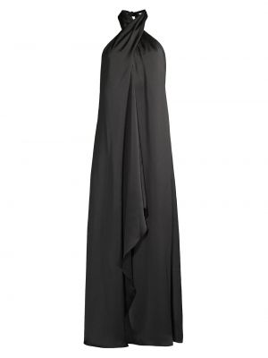 Атласное платье с драпировкой Ramy Brook черное