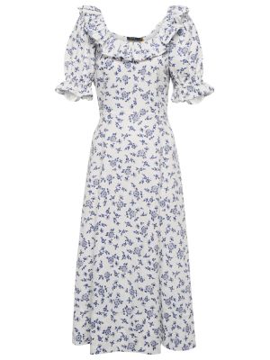 Květinové lněné midi šaty Polo Ralph Lauren
