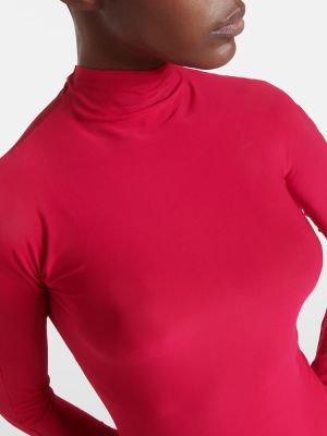 Body con cuello alto de tela jersey Alaïa rosa