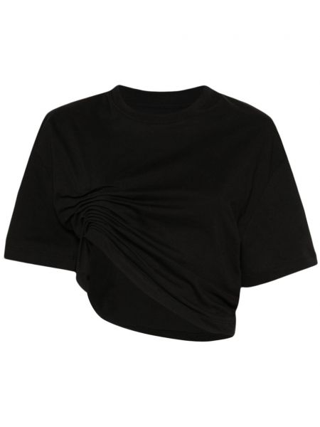 Asimetrisks kokvilnas t-krekls Laneus melns