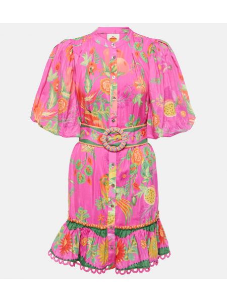 Bavlněné šaty s límečkem Farm Rio růžové