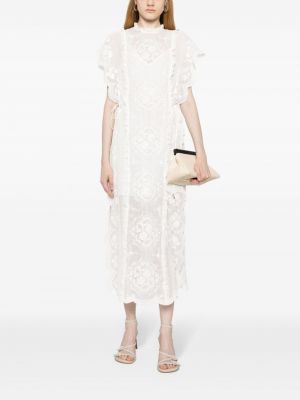 Květinové bavlněné midi šaty Zimmermann bílé