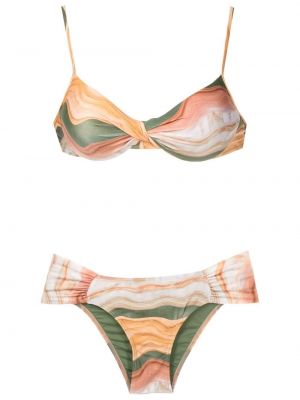 Bikini à imprimé à motifs abstraits Lygia & Nanny marron