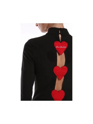 Mini vestido con bordado de algodón con corazón Love Moschino negro