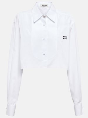 Памучна риза Miu Miu бяло
