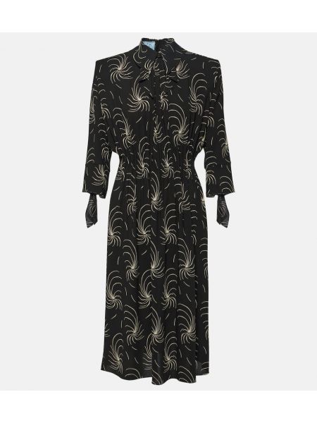 Μίντι φόρεμα με σχέδιο Prada μαύρο