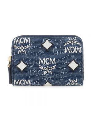 Haftowany portfel Mcm niebieski