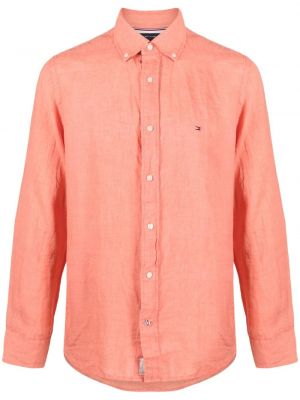 Ленена риза бродирана Tommy Hilfiger оранжево