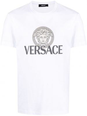 Βαμβακερή μπλούζα με σχέδιο Versace λευκό
