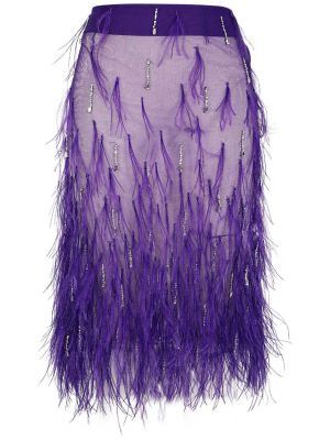 Tylová midi sukňa s perím Des Phemmes fialová