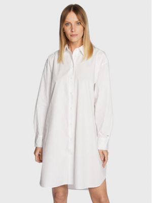 Oversized košilové šaty Tommy Hilfiger bílé