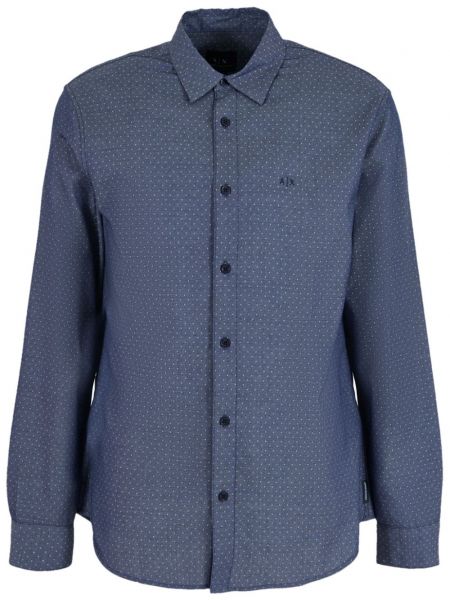Taškuota medvilninė marškiniai Armani Exchange mėlyna