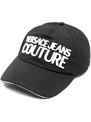 Siuvinėtas kepurė su snapeliu Versace Jeans Couture juoda