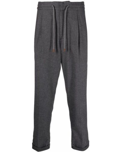 Pantalones rectos con cordones Brunello Cucinelli gris