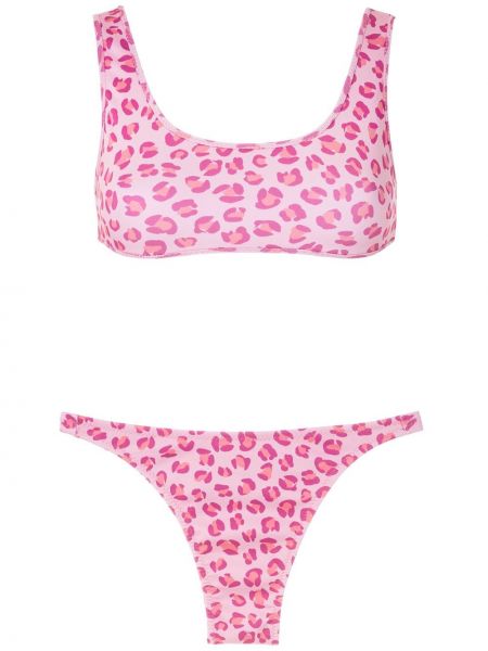 Bikini con estampado leopardo Amir Slama rosa