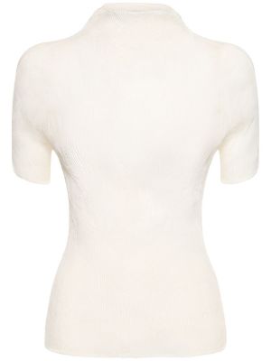 Haut en chiffon avec manches longues en jersey Issey Miyake blanc