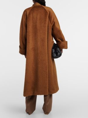 Płaszcz wełniany z alpaki oversize Max Mara brązowy
