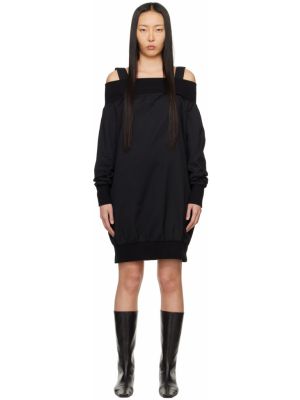 Черное мини-платье с открытыми плечами Yohji Yamamoto