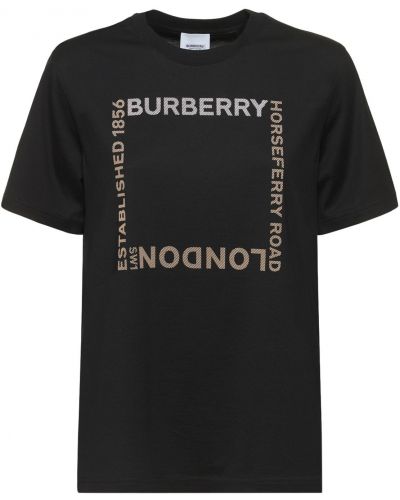 Тениска с принт от джърси Burberry черно