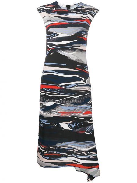 Sukienka asymetryczna bez rękawów slim fit z nadrukiem Cedric Charlier - niebieski