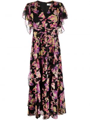Мини рокля на цветя с принт Dvf Diane Von Furstenberg черно