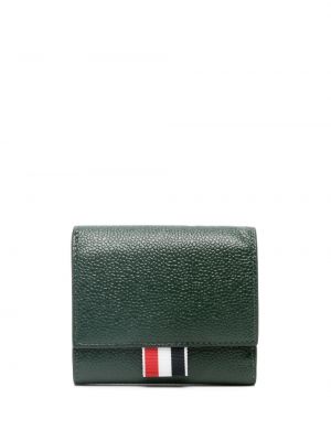 Pruhovaná kožená peňaženka Thom Browne zelená