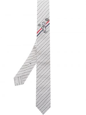 Μεταξωτή γραβάτα με σχέδιο Thom Browne γκρι