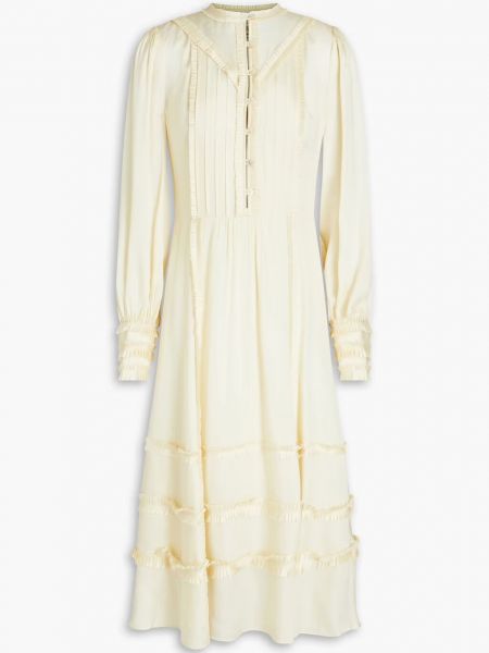 Атласное платье миди Lily со складками Temperley London, крем