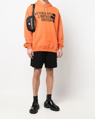Raštuotas džemperis su gobtuvu Vetements oranžinė
