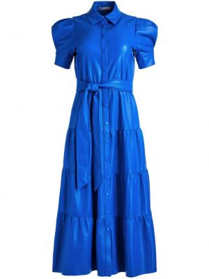 Kožené midi šaty Alice + Olivia modré