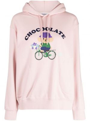 Hoodie con stampa Chocoolate rosa