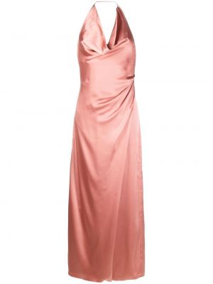 Сатенена вечерна рокля Halston розово