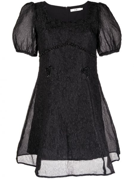 Mini obleka s cvetličnim vzorcem iz žakarda B+ab črna