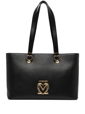 Hjertemønster lær shoppingbag Love Moschino svart