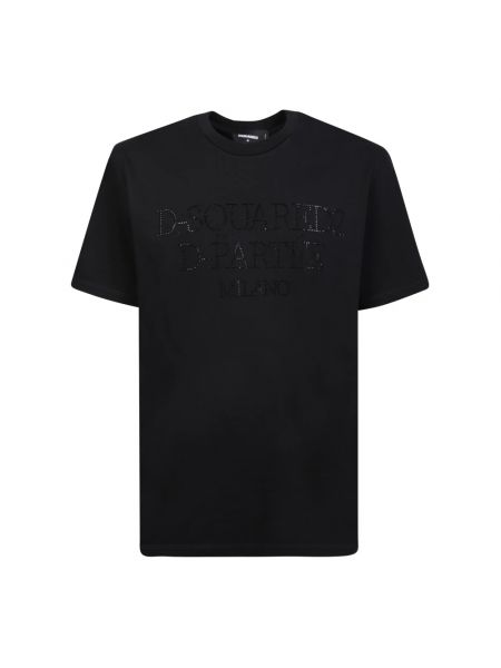 Koszulka z kryształkami Dsquared2 czarna