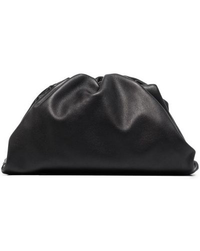Kožená listová kabelka Bottega Veneta čierna